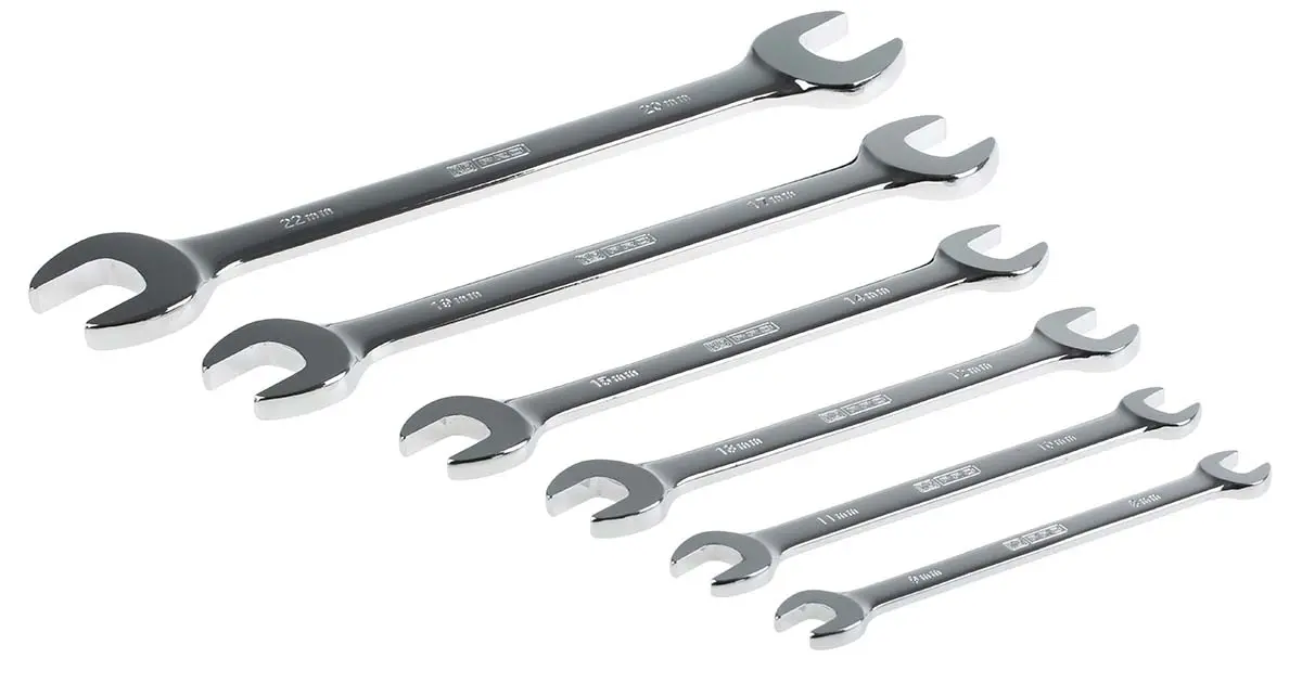 Produktfoto 1 von RS PRO Schraubenschlüsselsatz Gabelschlüssel CrV-Stahl, 6-teilig 22 x 20 mm, 10 x 11 mm, 8 x 9 mm, 14 x 15 mm, 17 x 19