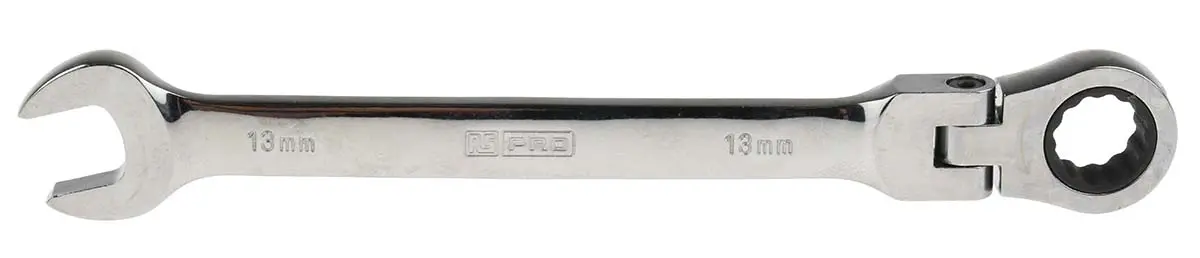 Produktfoto 1 von RS PRO Gabel‑Ring Ratschenschlüssel 13 mm, CrV-Stahl, Länge 180 mm