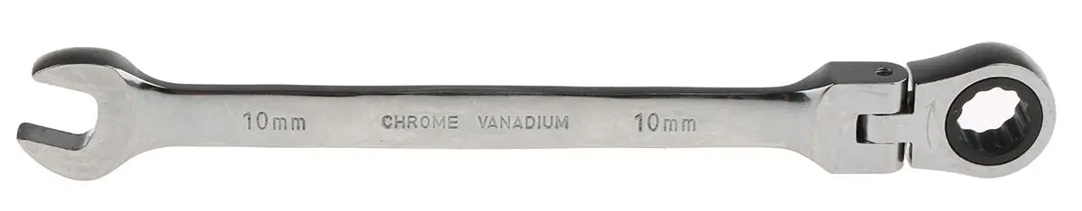 Produktfoto 1 von RS PRO Gabel‑Ring Ratschenschlüssel 10 mm, CrV-Stahl, Länge 136 mm