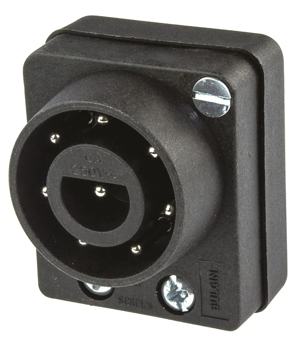 Produktfoto 1 von Bulgin Netzstecker, 8, Nickel Schraubbefestigung, Kabel 6A, 250 V ac