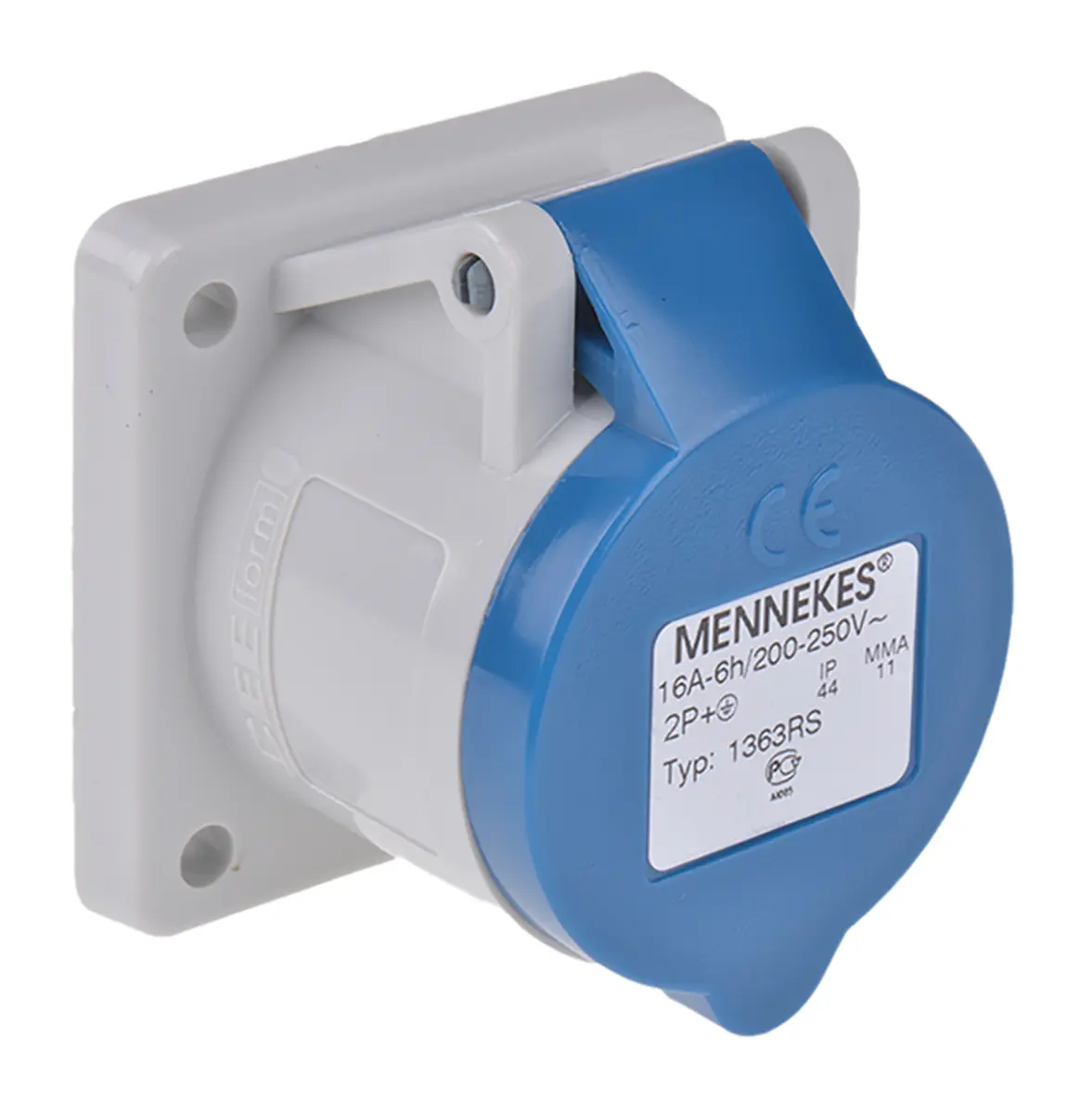 Produktfoto 1 von MENNEKES Leistungssteckverbinder Blau, 230V 3P / 16A, Panel IP44