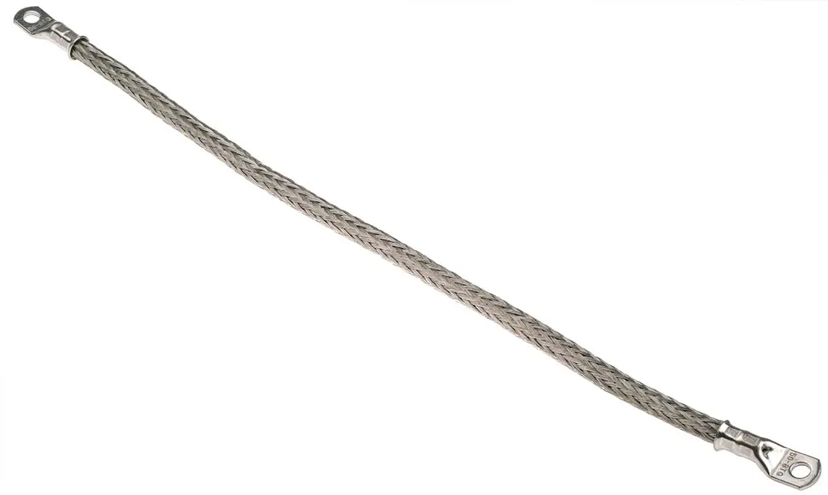 Produktfoto 1 von RS PRO Geflochtene Kabel Zinn-Kupferdraht 36.19 mm² 0.5 m 3 x 2 x 16 x 0.2 mm M8 0.481 Ω/km