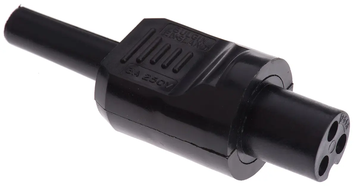 Produktfoto 1 von Bulgin PX0646 Miniatur-Stromversorgungssteckverbinder, 2+E, Silber Lot, Kabel ø 6 mm, Kabel 3A, 250 V ac