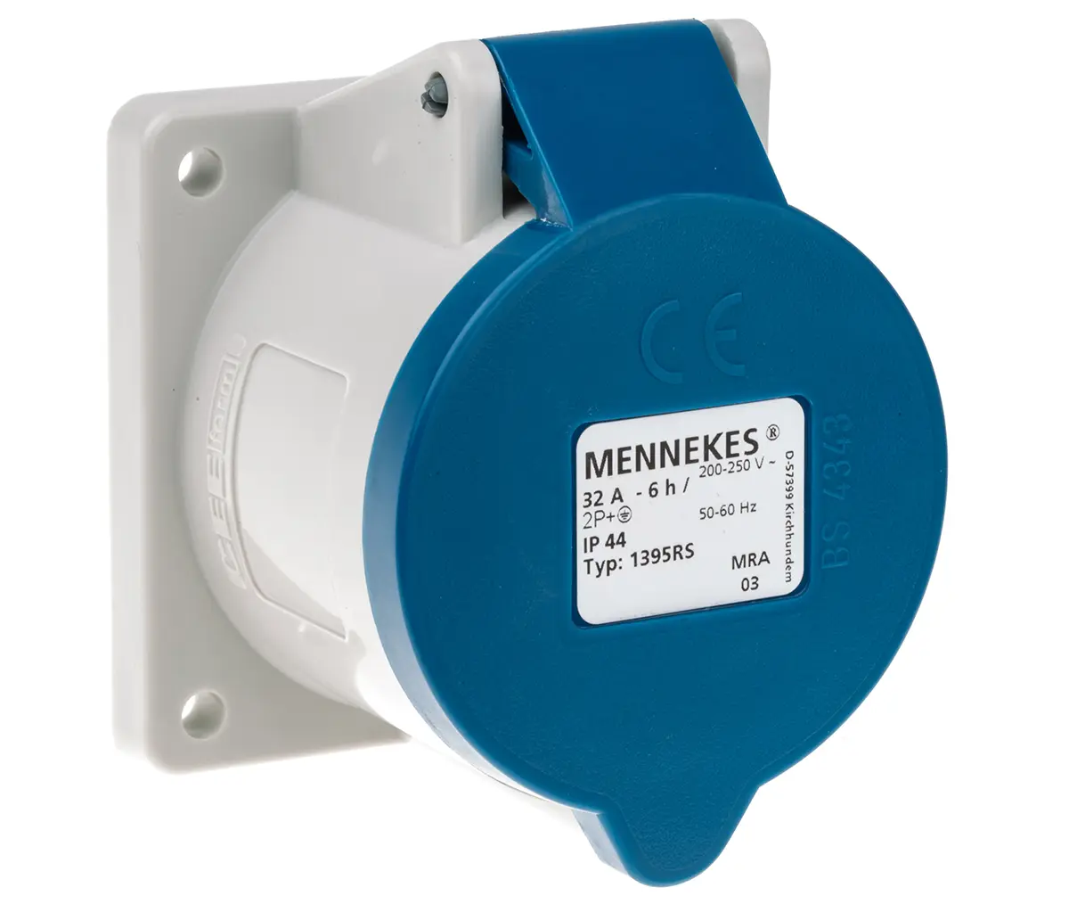 Produktfoto 1 von MENNEKES 7313 Leistungssteckverbinder Blau, 230V 3P / 32A, Panel IP44