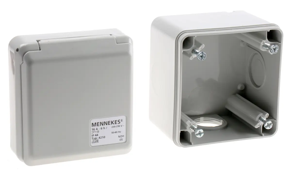 Produktfoto 1 von MENNEKES Industrie-Steckdose Grau, 230V 3P / 16A, Wand IP44
