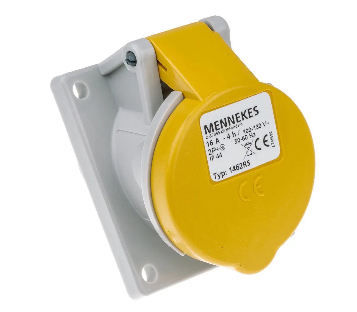 MENNEKES 7313 Leistungssteckverbinder Gelb, 110V 2P+PE / 16A, Panel IP44