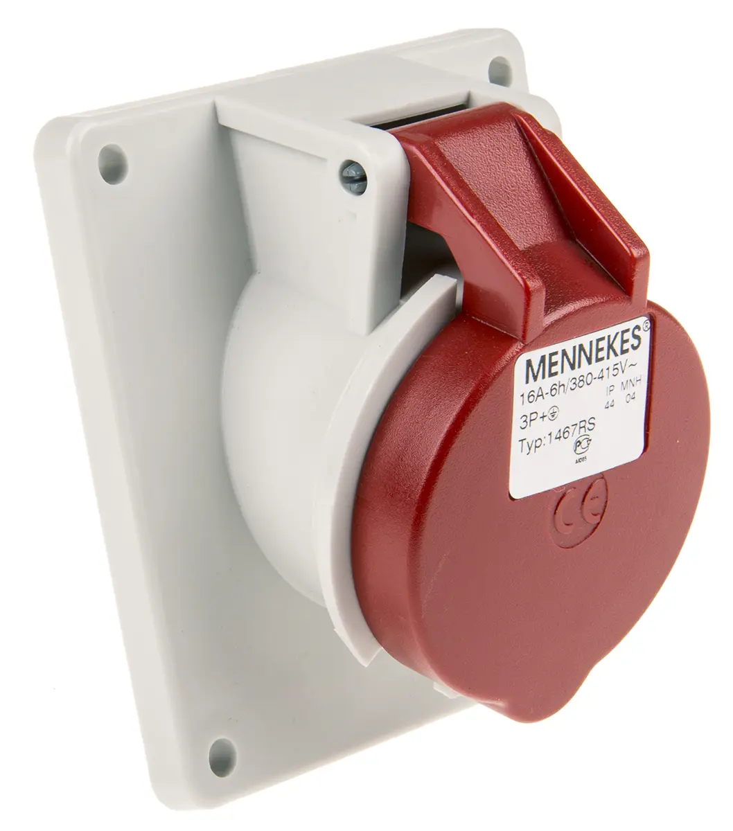 Produktfoto 1 von MENNEKES 7313 Leistungssteckverbinder Rot, 400V 4P / 16A, Panel IP44