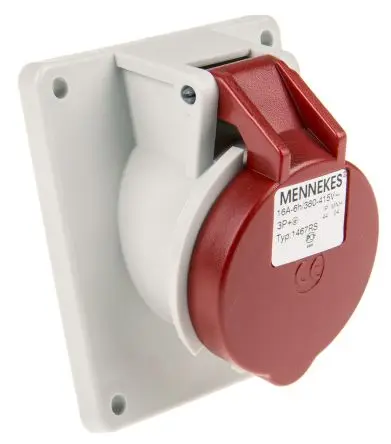 Produktfoto 1 von MENNEKES 7313 Leistungssteckverbinder Rot, 400V 4P / 16A, Panel IP44