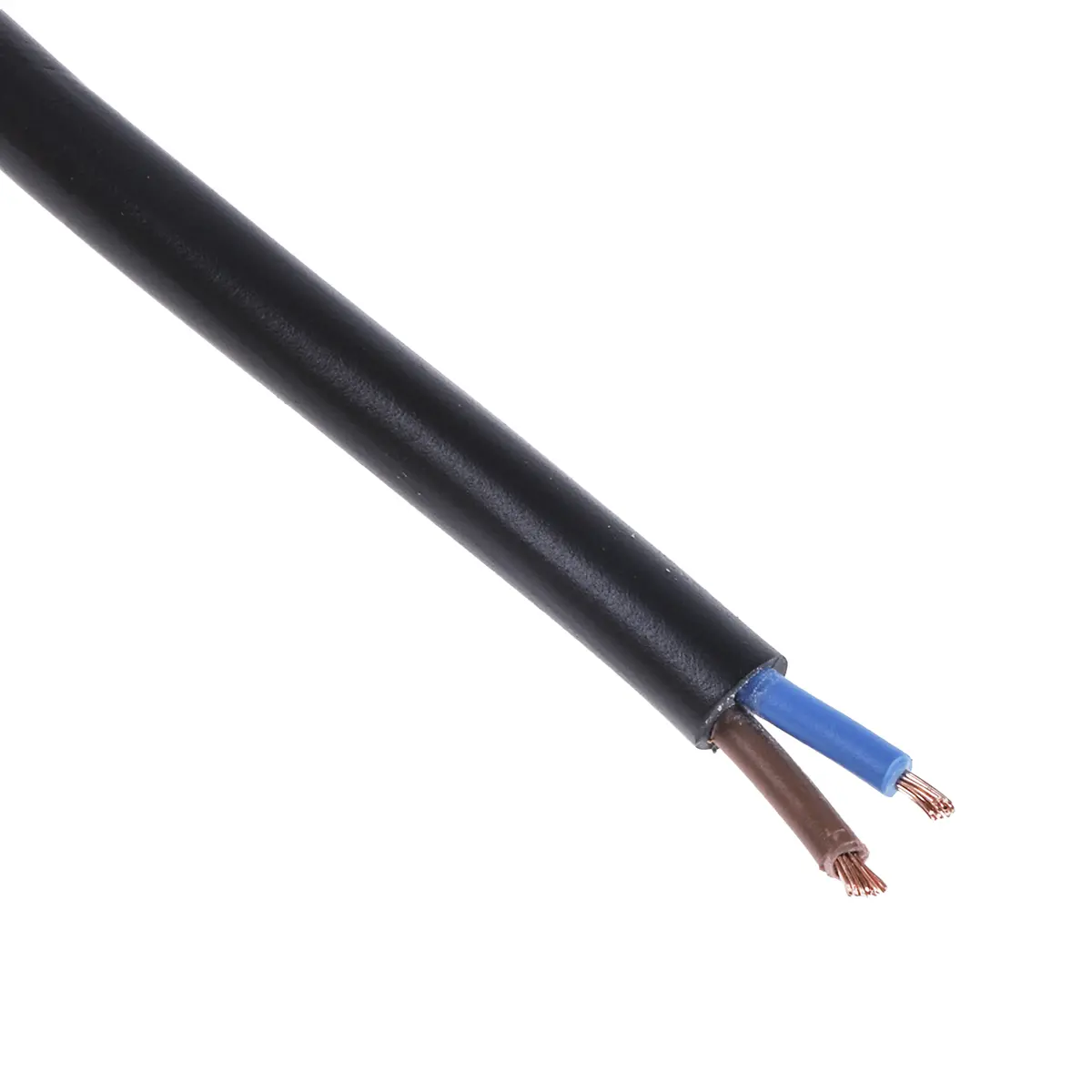 Produktfoto 1 von RS PRO H03VV-F Netzkabel, 2-adrig Schwarz /Ø 5.9 mm Außen-ø , 100 m 70 °C, 300 V, Polyvinylchlorid
