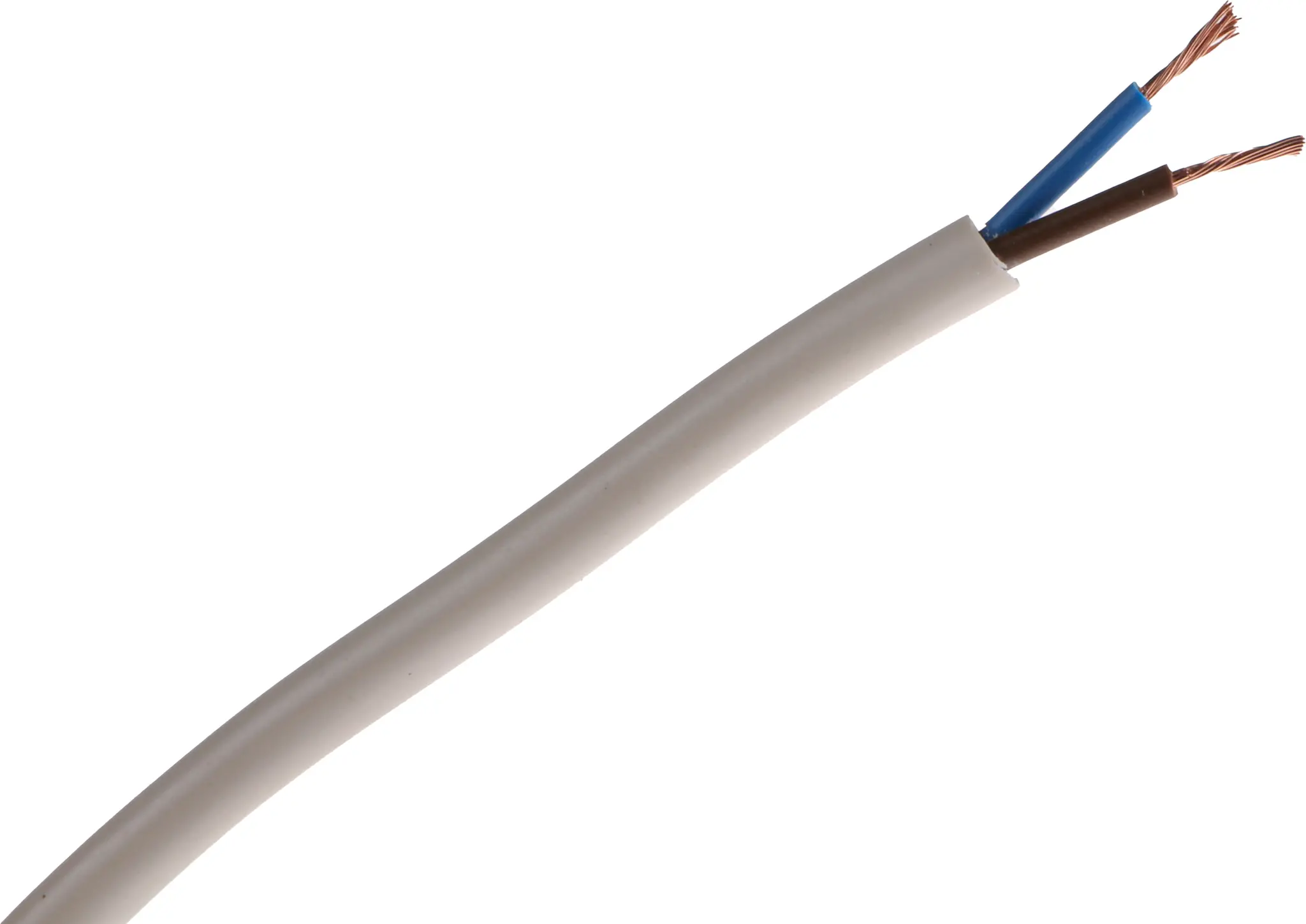 Produktfoto 1 von RS PRO H03VV-F Netzkabel, 2-adrig Weiß /Ø 5.9 mm Außen-ø , 100 m 70 °C, 300 V, Polyvinylchlorid