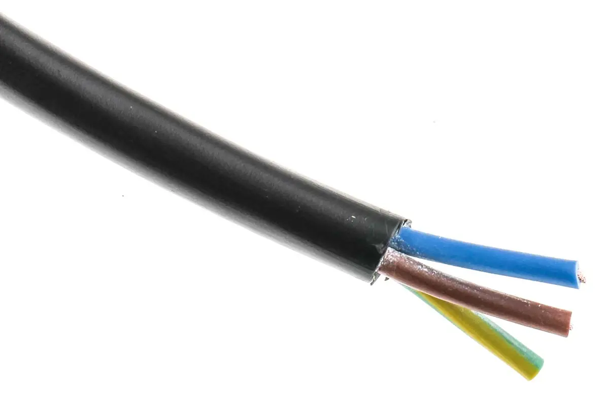 Produktfoto 1 von RS PRO H03VV-F Netzkabel, 3-adrig Schwarz /Ø 6.3 mm Außen-ø , 100 m 70 °C, 300 V, Polyvinylchlorid