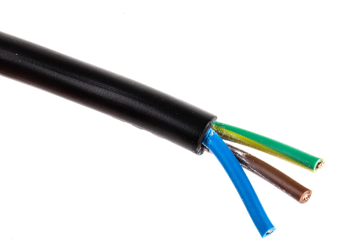 Produktfoto 1 von RS PRO H03VV-F Netzkabel, 3-adrig Schwarz /Ø 5.2 → 6.7 mm Außen-ø , 100 m 70 °C, 300V, Polyvinylchlorid