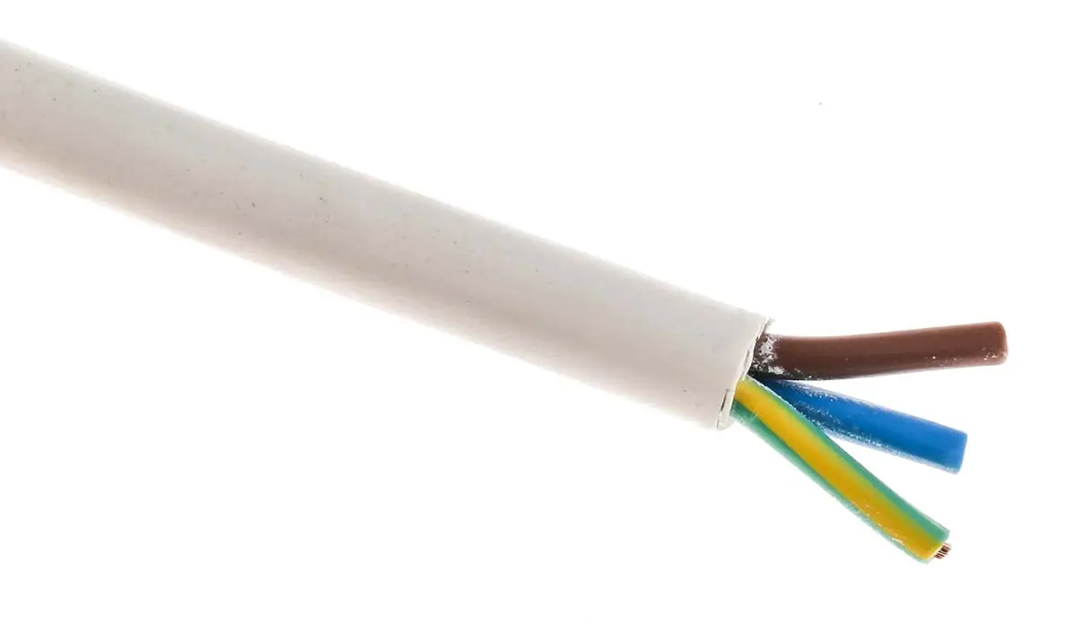 Produktfoto 1 von RS PRO H05VV-F Netzkabel, 3-adrig Weiß /Ø 7.1 mm Außen-ø , 100 m 70 °C, 500 V, Polyvinylchlorid