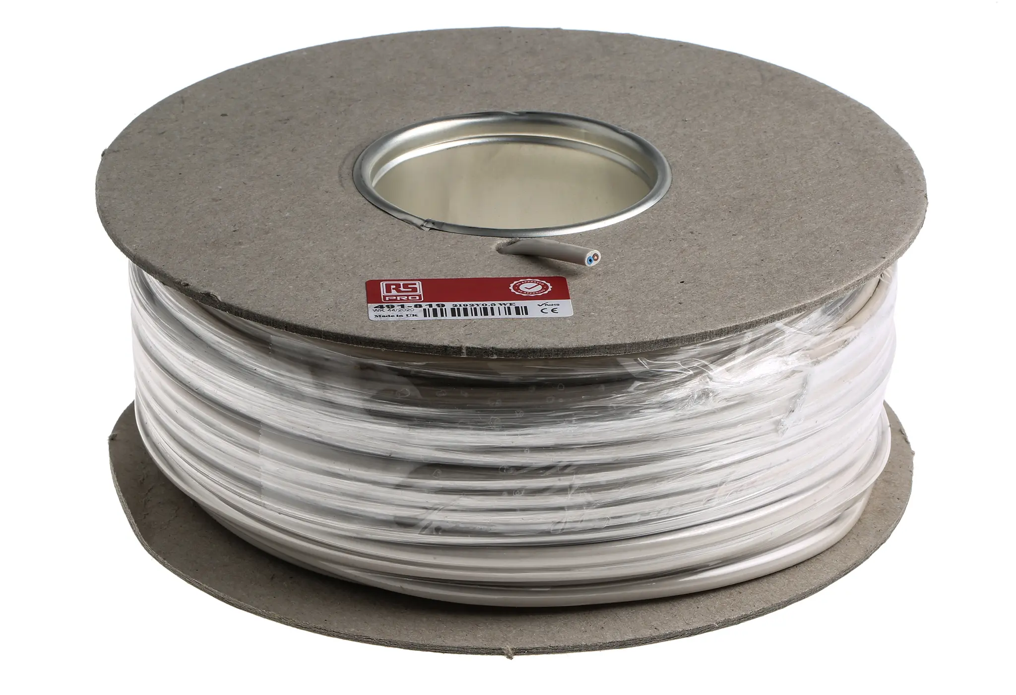 Produktfoto 1 von RS PRO H03VVH2-F Netzkabel, 2-adrig Weiß /Ø 3.35 x 5.3 mm Außen-ø , 100 m 70 °C, 300 V, Polyvinylchlorid