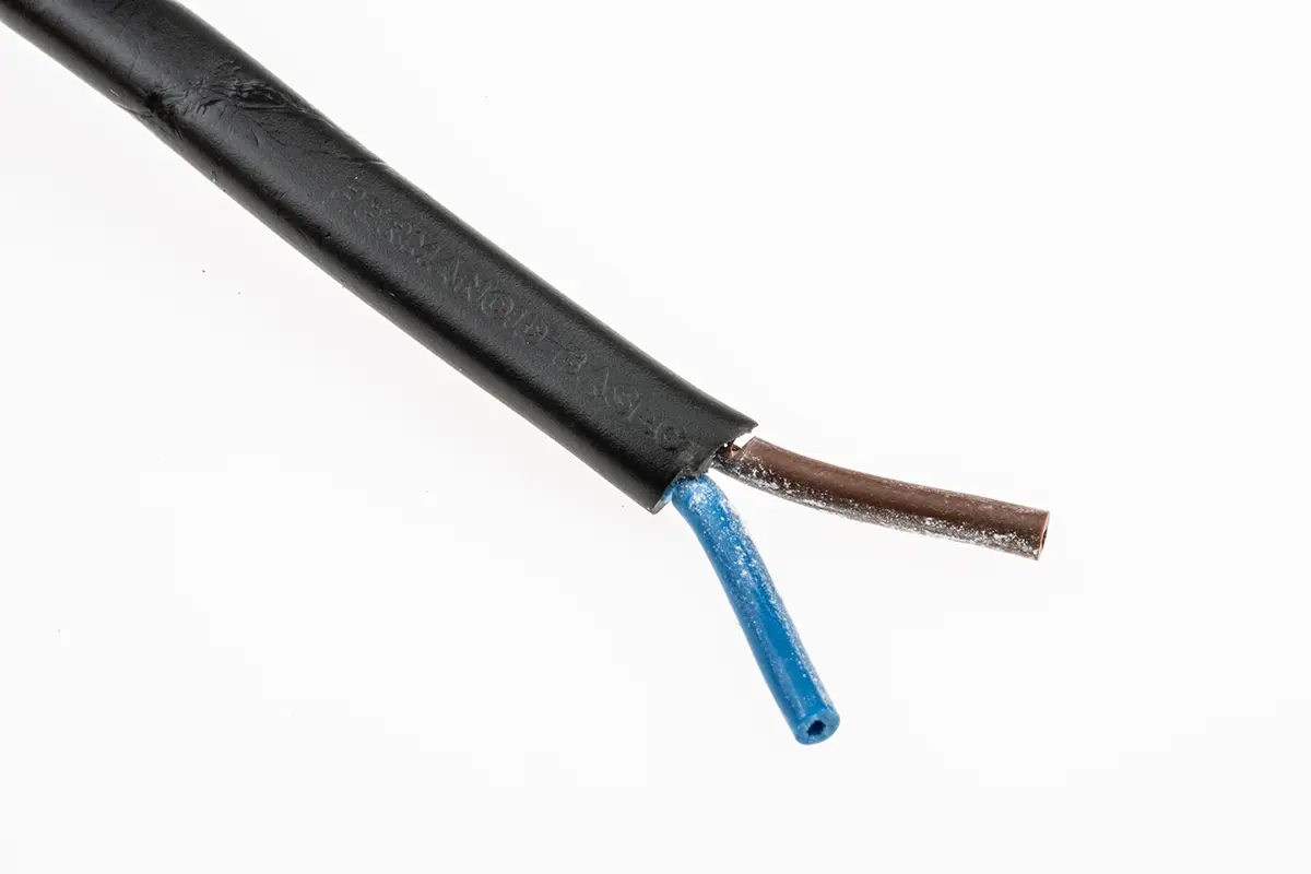 Produktfoto 1 von RS PRO H03VVH2-F Netzkabel, 2-adrig Schwarz /Ø 3.35 x 5.3 mm Außen-ø , 100 m 70 °C, 300 V, Polyvinylchlorid