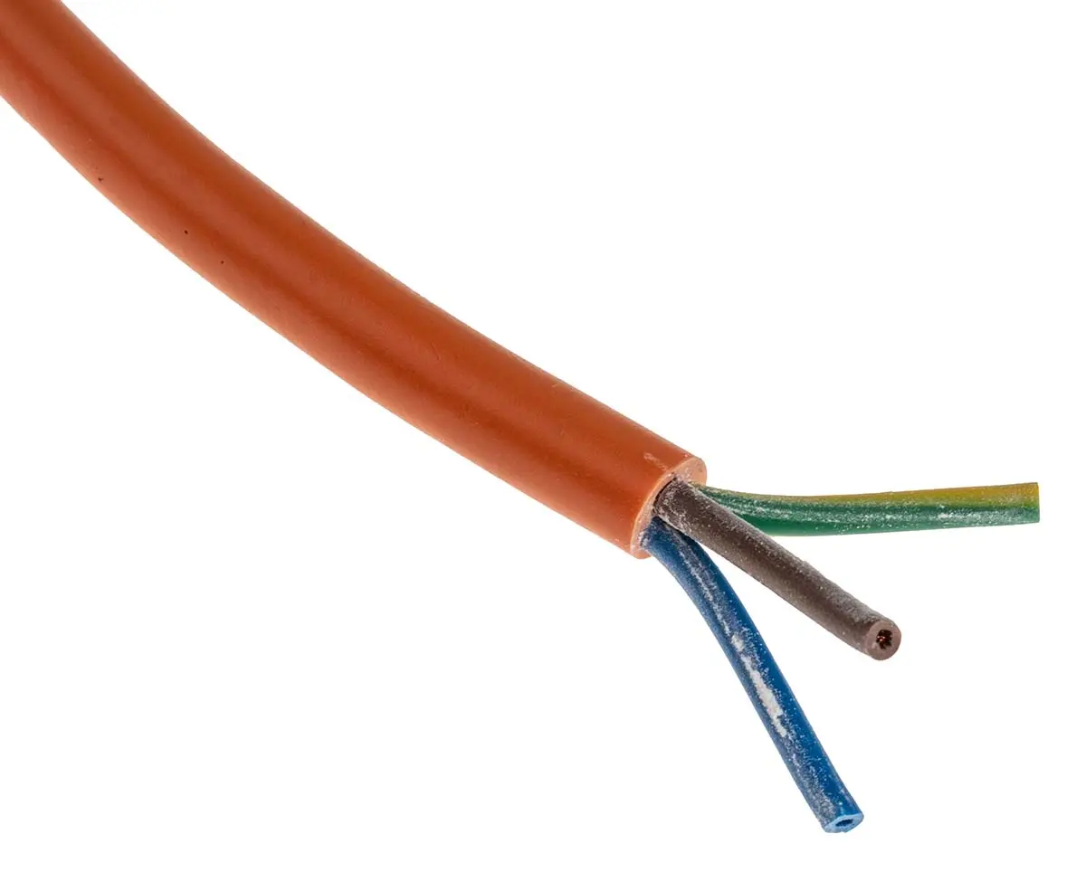 Produktfoto 1 von RS PRO H05VV-F Netzkabel, 3-adrig Orange /Ø 7.6 mm Außen-ø , 100 m 70 °C, 500 V, Polyvinylchlorid