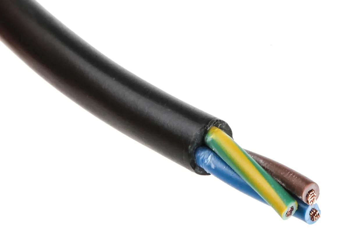 Produktfoto 1 von RS PRO H05VV-F Netzkabel, 3-adrig Schwarz /Ø 6.65 mm Außen-ø , 100 m 70 °C, 500 V, Polyvinylchlorid