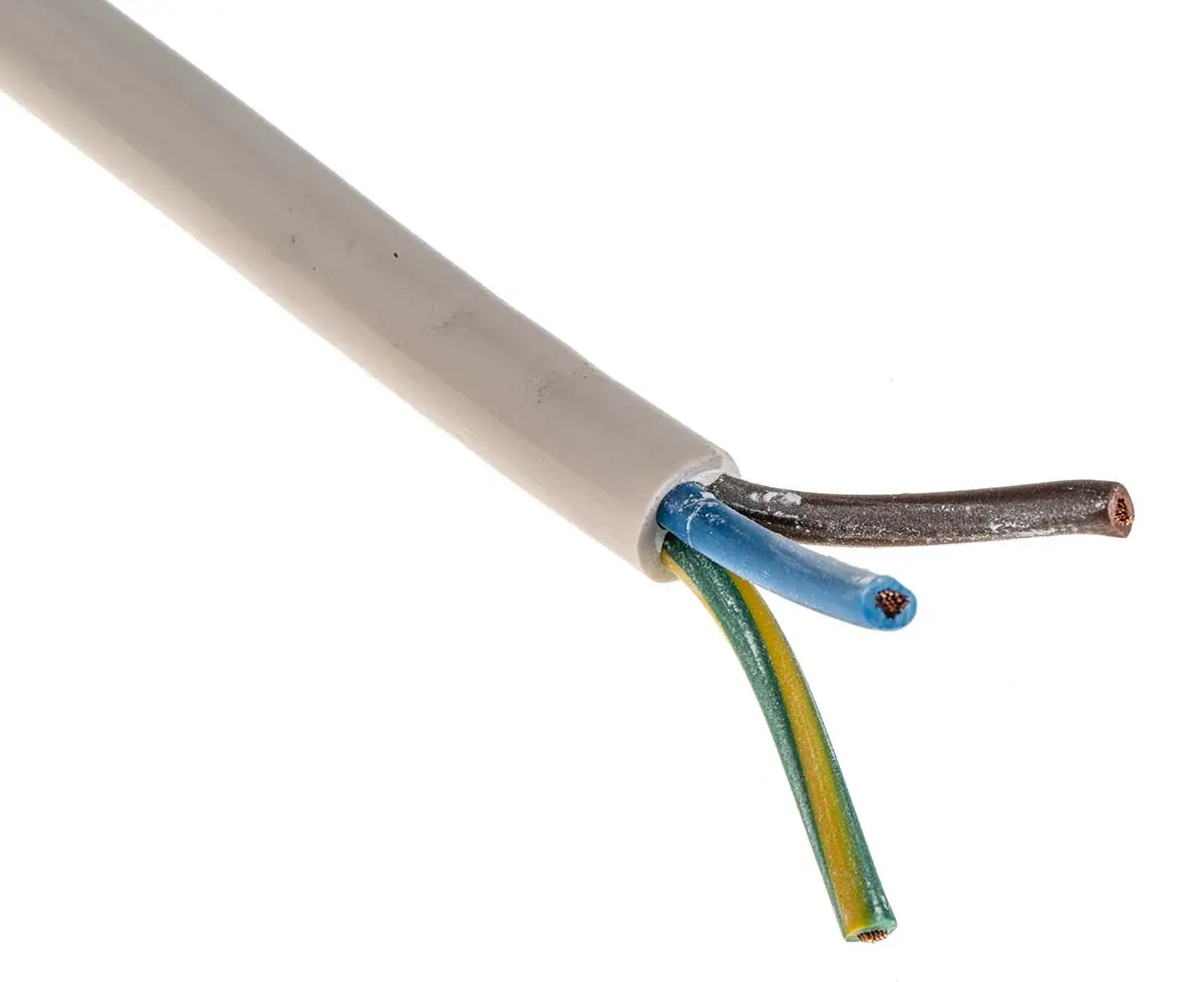 Produktfoto 1 von RS PRO H05VV-F Netzkabel, 3-adrig Weiß /Ø 9.4 mm Außen-ø , 100 m 70 °C, 500 V, Polyvinylchlorid