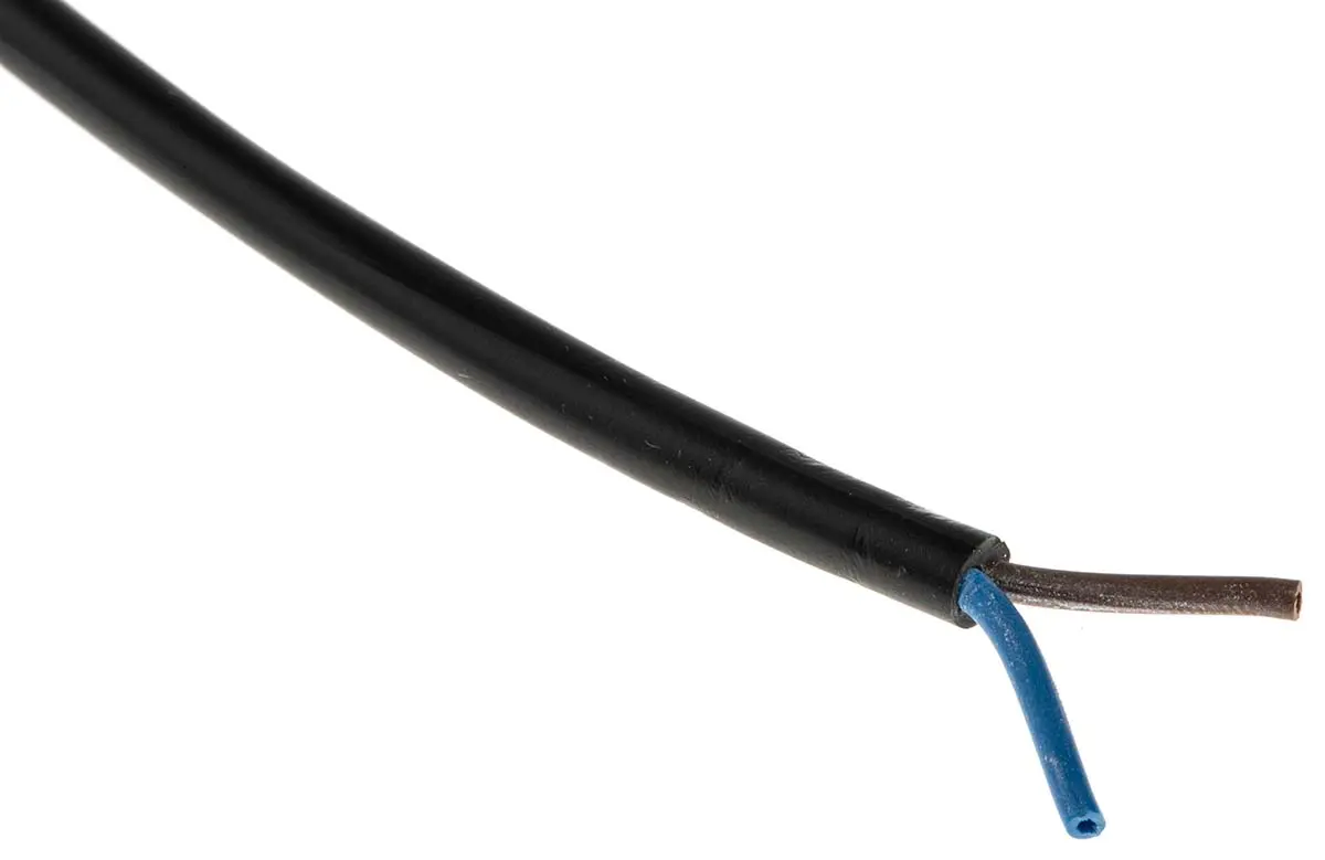 Produktfoto 1 von RS PRO H03VV-F Netzkabel, 2-adrig Schwarz /Ø 6.3 mm Außen-ø , 100 m 70 °C, 300 V, Polyvinylchlorid