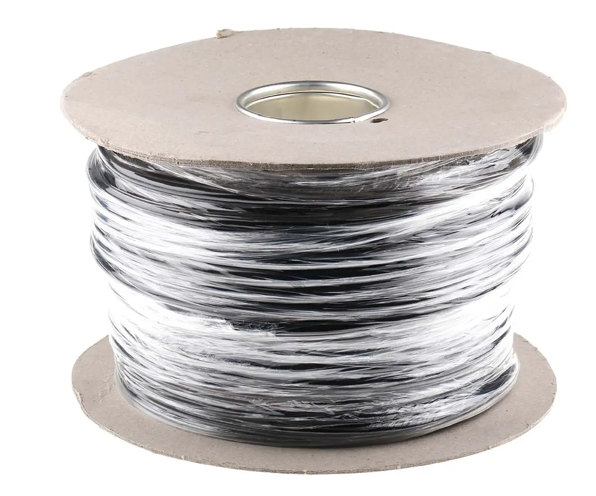 Produktfoto 1 von RS PRO H05VV-F Netzkabel, 2-adrig Schwarz /Ø 8.6 mm Außen-ø , 100 m 70 °C, 500 V, Polyvinylchlorid