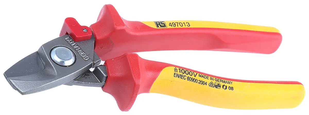 Produktfoto 1 von RS PRO VDE 1000V zugelassen Glatt Kabelschneider Schließer (NO) 180 mm, Schneidleistung 50 mm