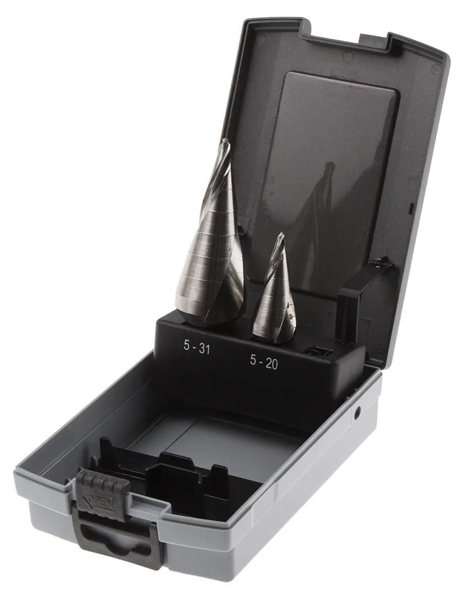 Produktfoto 1 von RS PRO HSS Sprossen Satz 5 mm → 31 mm, 2-teilig für Metall