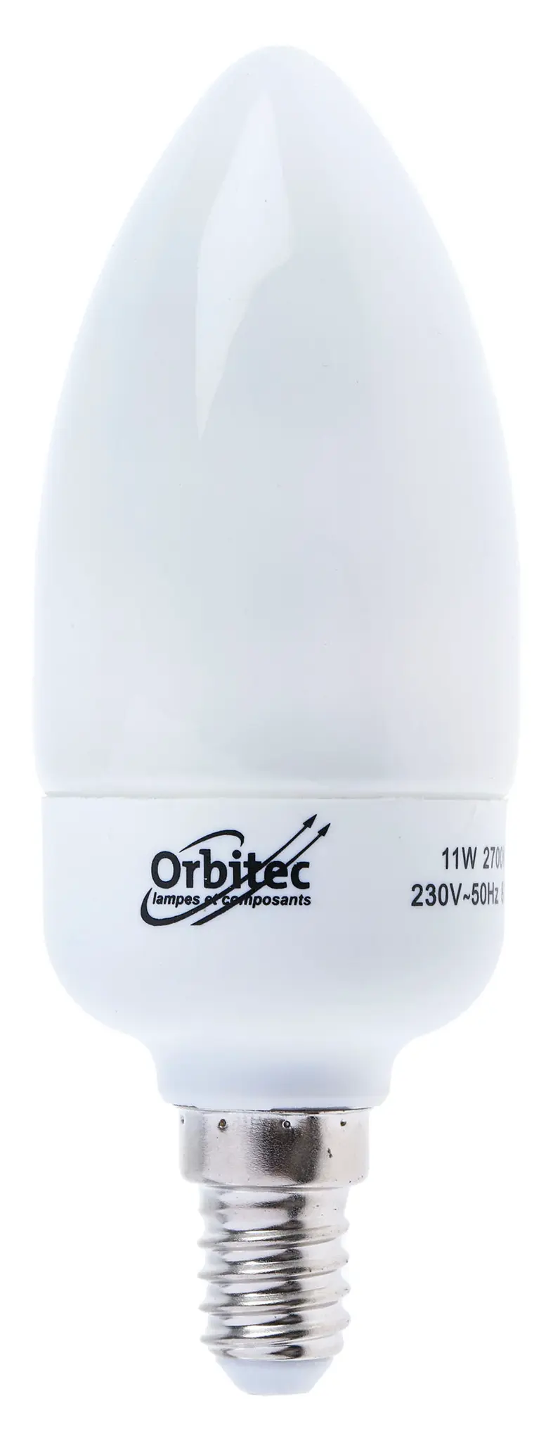 Produktfoto 1 von Orbitec Kerze Energiesparlampe, Warmweiß L. 120 mm, Sockel E14 827 2700 k 80 % Ø 42 mm Ø 42 mm
