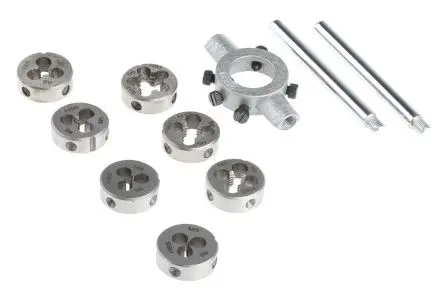 EVENTUS Gewinde-Schneideisen Set, 8-teilig Gewindebohrer M3 → M12, Matrizen M3 → M12