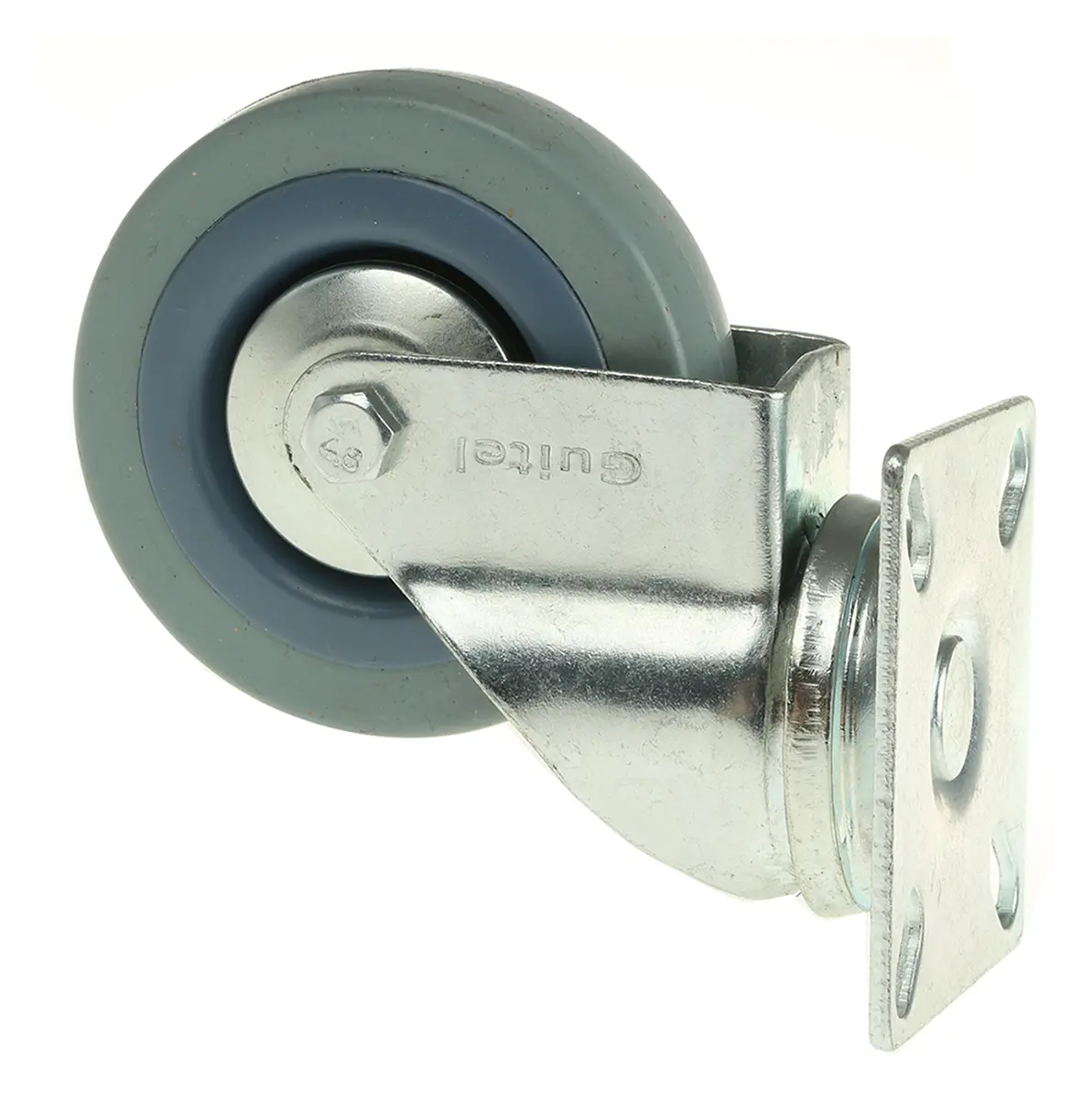 Produktfoto 1 von Guitel Hervieu Drehlager Lenkrolle, Rad ø 75mm, 60kg, Ges H. 102mm, Rad B. 21mm, 65 x 65mm, Platte, Gummi-Material