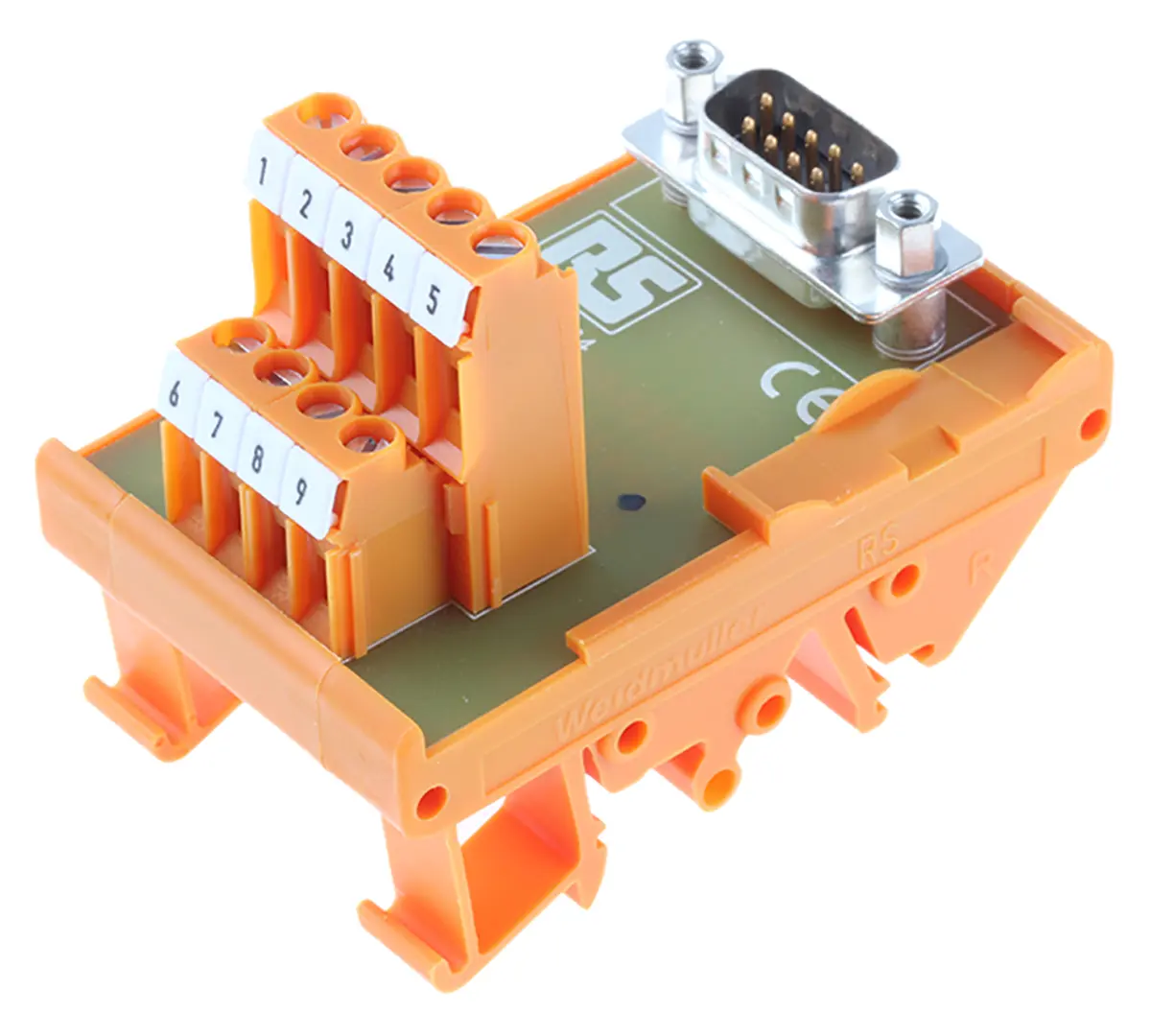 Produktfoto 1 von RS PRO Schnittstellenmodul D-SUB, Stecker, 9-polig, 50 V, DIN-Hutschiene 1A