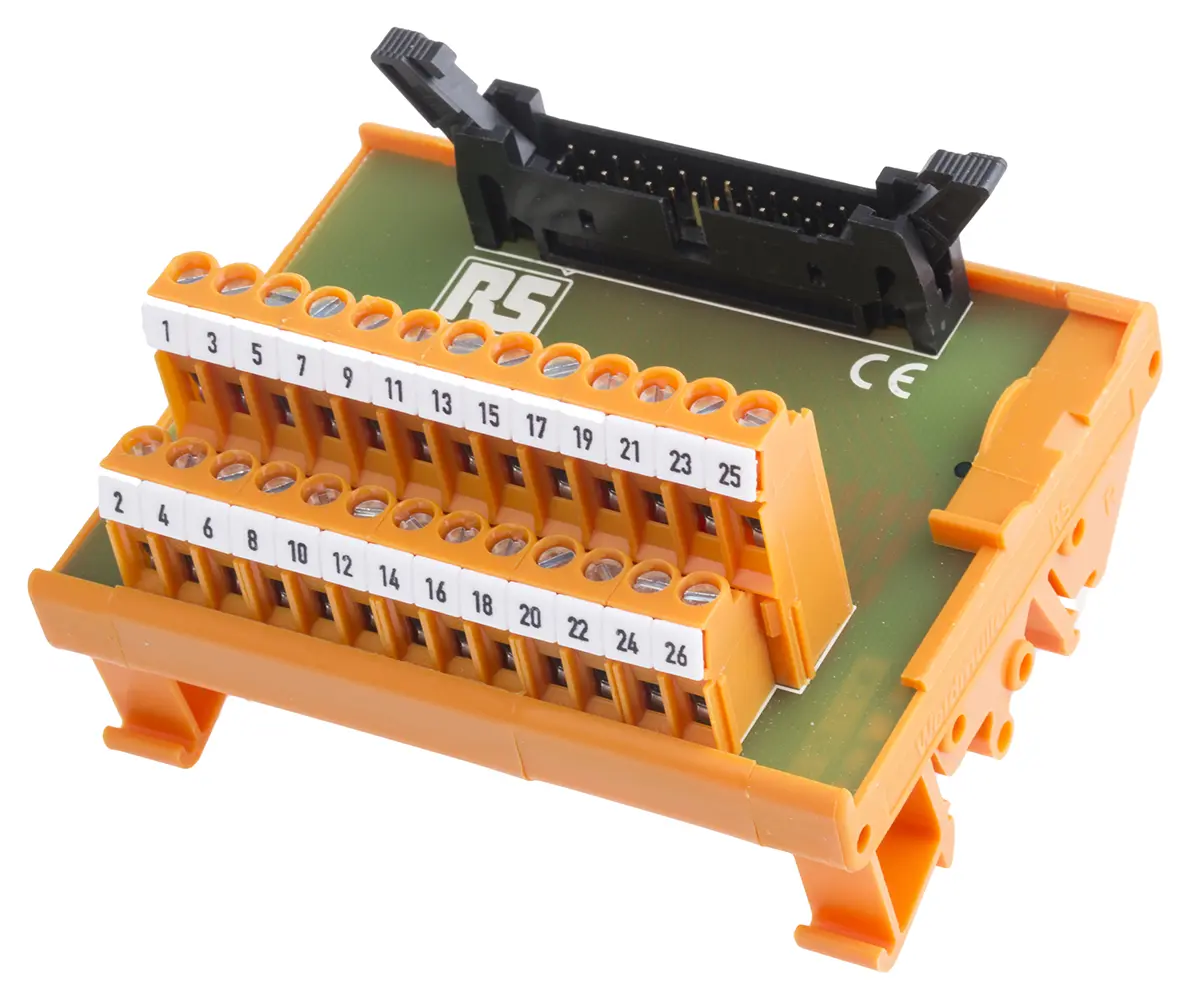 Produktfoto 1 von RS PRO Schnittstellenmodul IDC, Stecker, 26-polig, 50 V, DIN-Hutschiene 1A