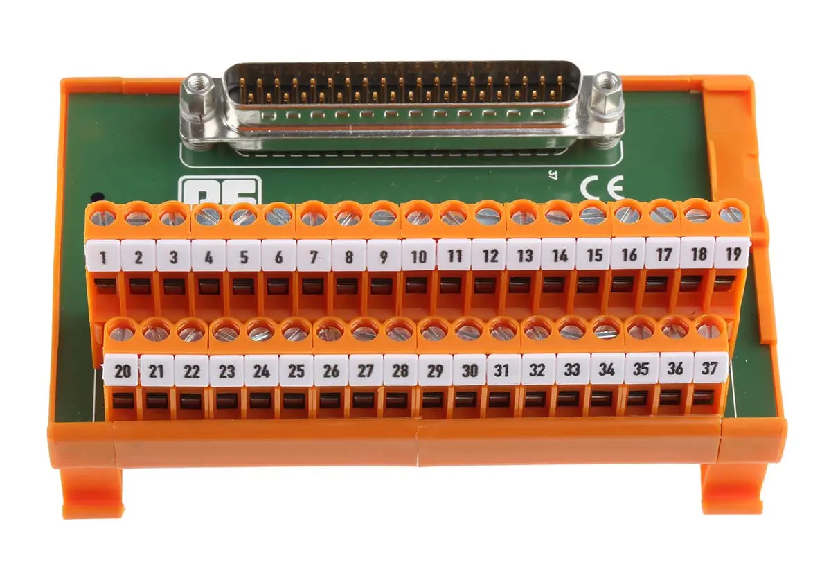 Produktfoto 1 von RS PRO Schnittstellenmodul D-SUB, Stecker, 37-polig, 50 V, DIN-Hutschiene 1A