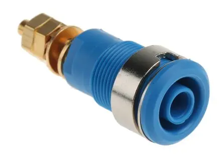 Produktfoto 1 von Staubli 4 mm Buchse Blau Buchse für Laborstecker, Kontakt Gold, 1000V 32A Lot