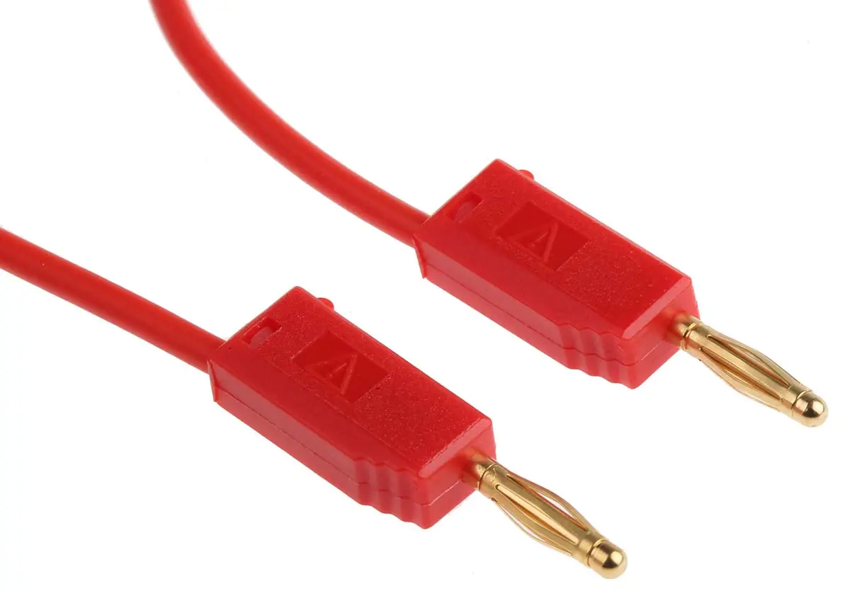 Produktfoto 1 von Staubli Steckverbinder-Messleitung 10A Stecker / Stecker, Rot Polyvinylchlorid-isoliert 500 mm, 60 V dc, 30 V ac