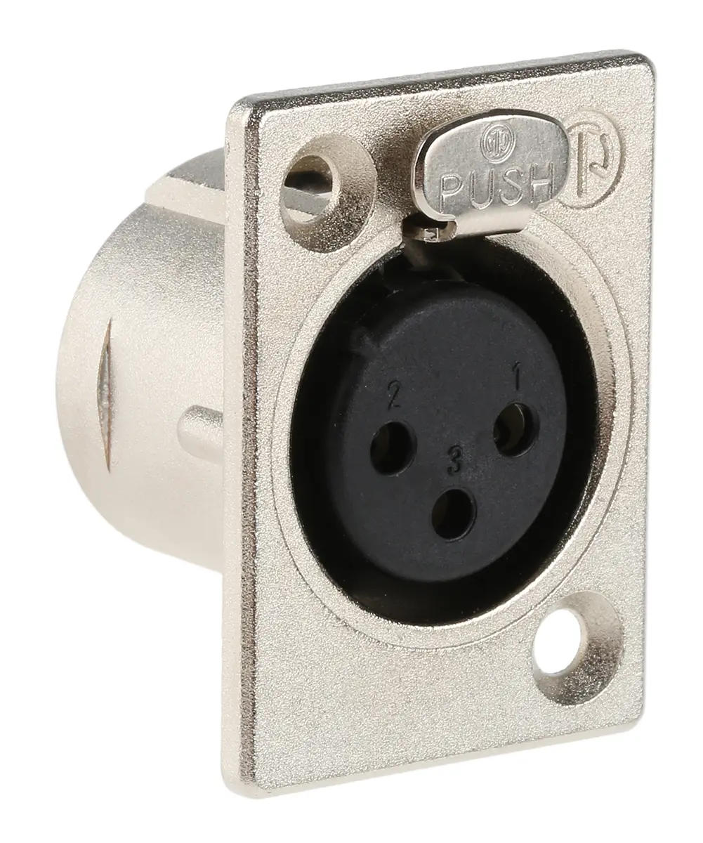 Produktfoto 1 von Neutrik Gerade 3-polig Panel Buchse Silber auf Nickel Silber XLR-Steckverbinder, 50 V