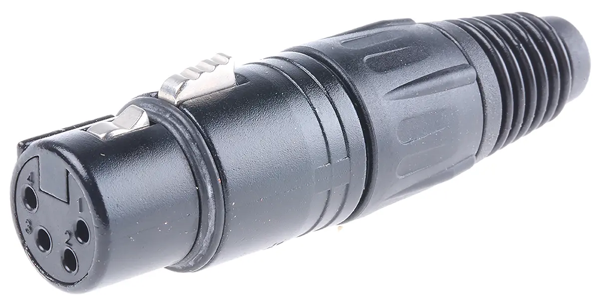 Produktfoto 1 von Neutrik Gerade 4-polig Kabel Buchse Silber auf Nickel Schwarz XLR-Steckverbinder, 50 V