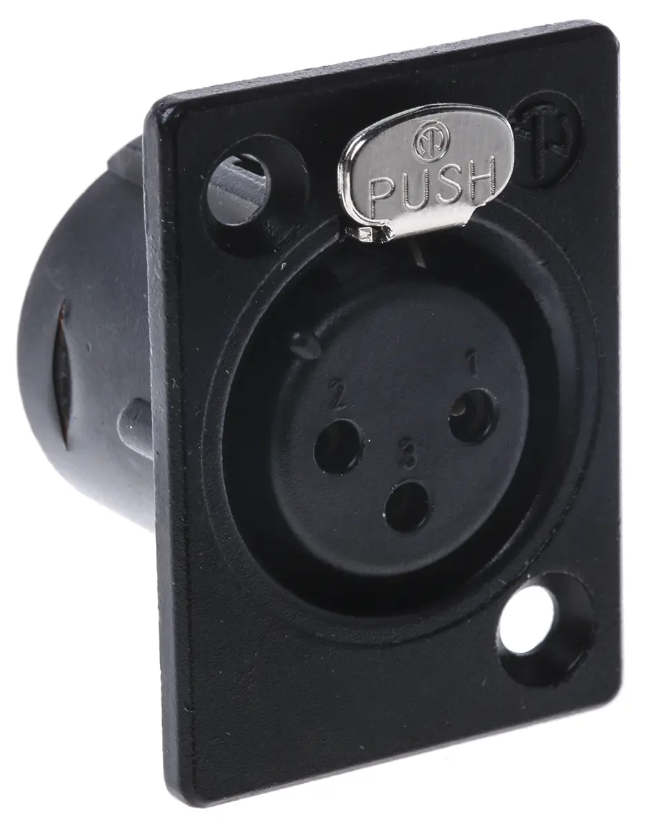 Produktfoto 1 von Neutrik Gerade 3-polig Panel Buchse Silber auf Nickel Metallic Schwarz XLR-Steckverbinder, 50 V
