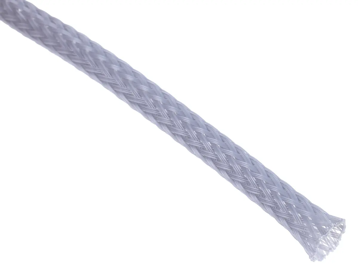 Produktfoto 1 von RS PRO Kabelschlauch Grau PET für Kabel-Ø 3mm bis 10mm, Länge 5m Umflochten Dehnbar