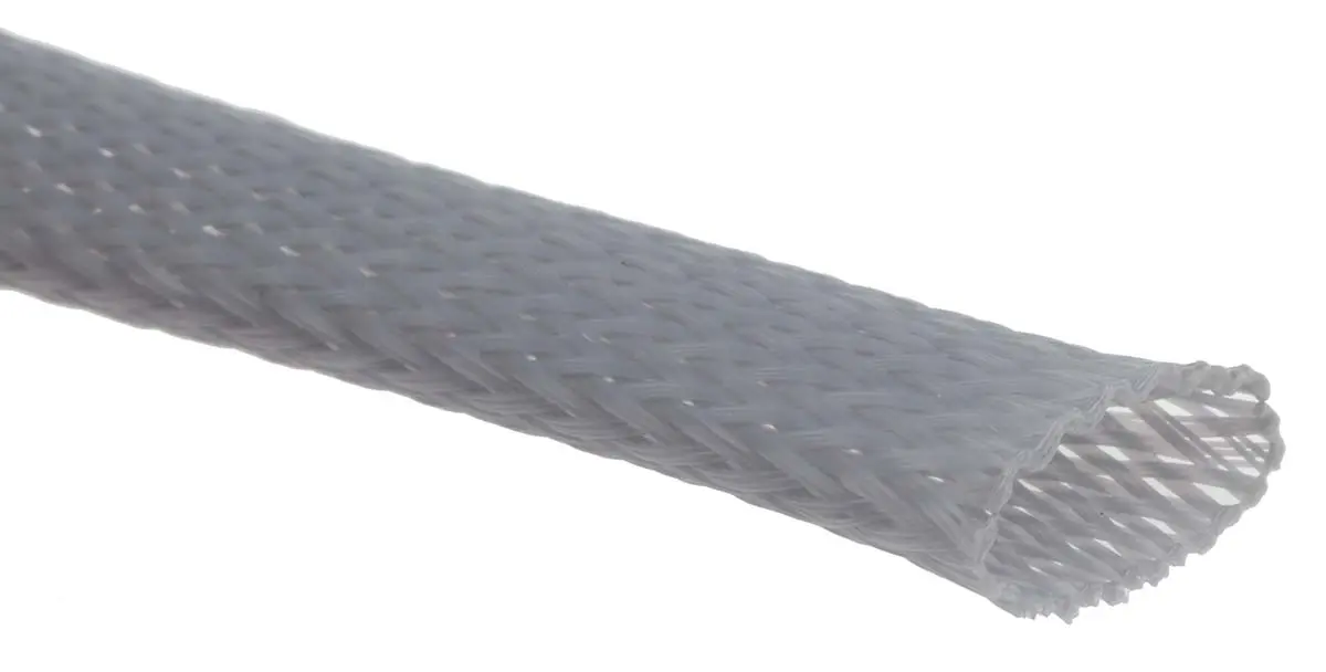 Produktfoto 1 von RS PRO Kabelschlauch Grau PET für Kabel-Ø 10mm bis 25mm, Länge 5m Umflochten Dehnbar