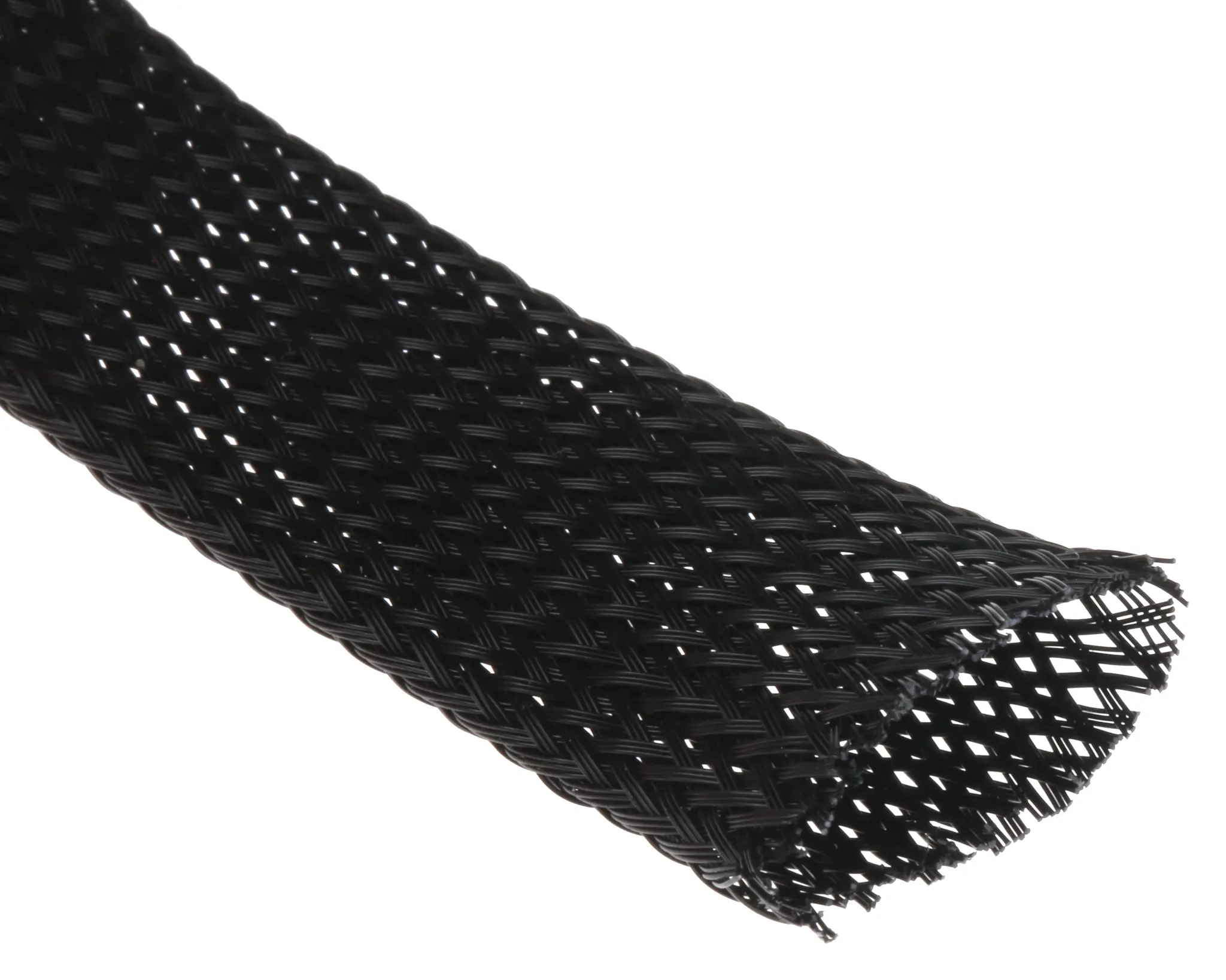 Produktfoto 1 von RS PRO Kabelschlauch Schwarz PET für Kabel-Ø 12.7mm bis 31.7mm, Länge 30m Umflochten Dehnbar