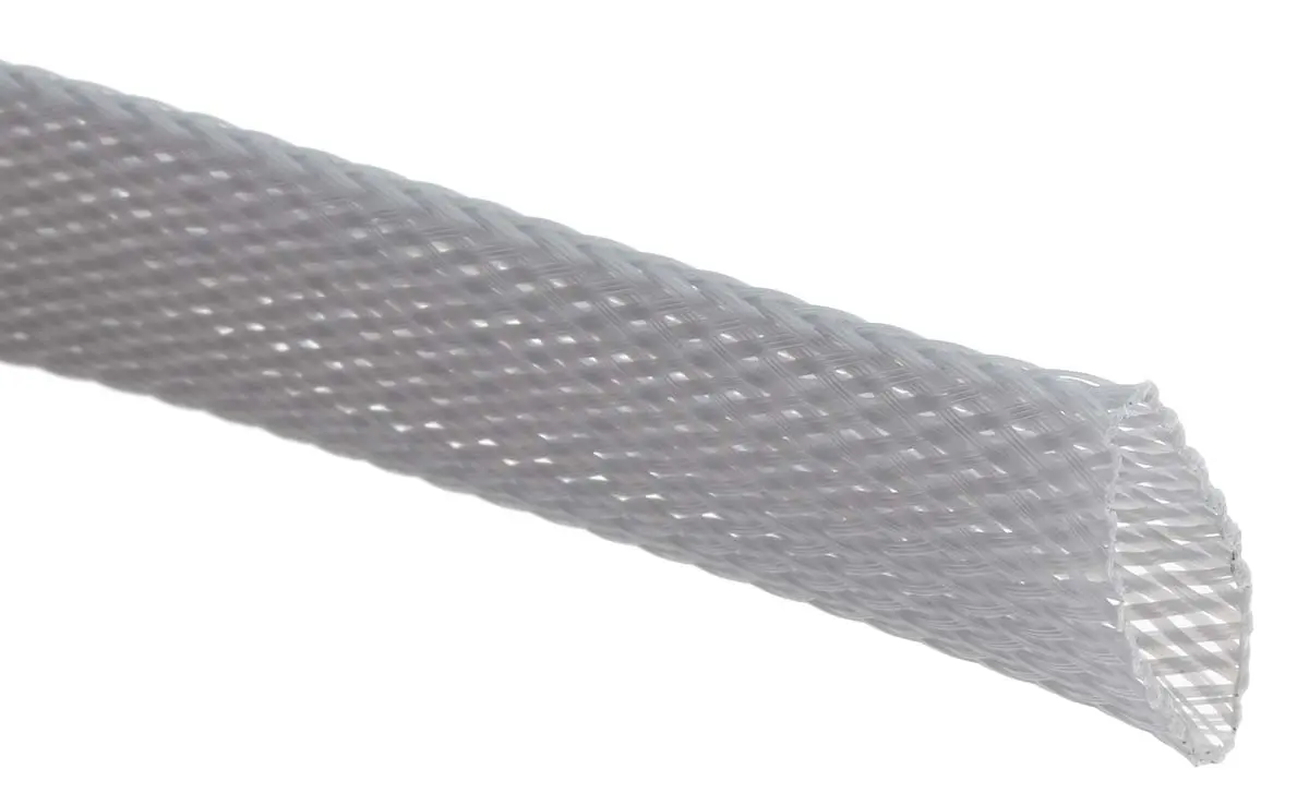 Produktfoto 1 von RS PRO Kabelschlauch Grau PET für Kabel-Ø 12mm bis 30mm, Länge 5m Umflochten Dehnbar