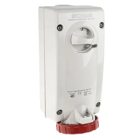 Produktfoto 1 von Scame 561 CEE Steckvorrichtung Überspannungsschutz, Buchse Rot Gerade 3+N+E 6 h 16A, 415V, IP67
