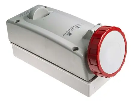 Produktfoto 1 von Scame 561 CEE Steckvorrichtung Überspannungsschutz, Buchse Rot Gerade 3+N+E 6 h 32A, 415V, IP67