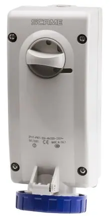 Produktfoto 1 von Scame 561 CEE Steckvorrichtung Überspannungsschutz, Buchse Blau Gerade 2+E 6 h 32A, 250V, IP67