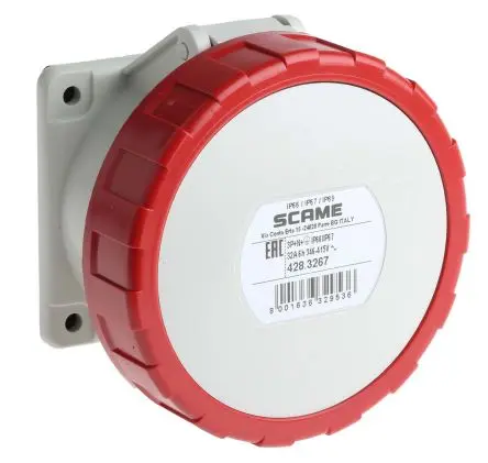 Produktfoto 1 von Scame Optima Leistungssteckverbinder Rot, 415V 3P+PE / 32A, Panel IP67