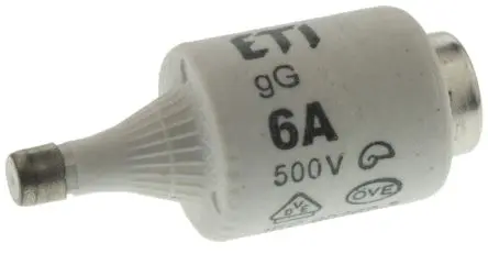 Produktfoto 1 von ETI class gG/gL DIAZED-Sicherung, Typ D2, 6A, 500V ac, 50 kA, E27 Gewinde