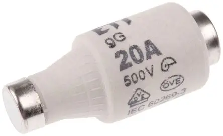Produktfoto 1 von ETI class gG/gL DIAZED-Sicherung, Typ D2, 20A, 500V ac, 50 kA, E27 Gewinde