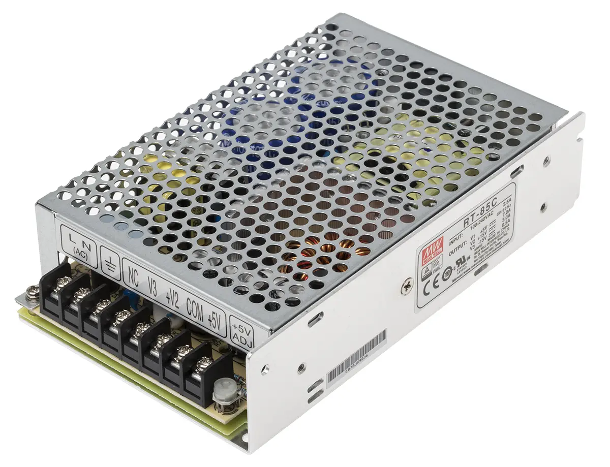 Produktfoto 1 von MEAN WELL Schaltnetzteil, 5 V dc, ±15 V dc / 3 A, 7 A, 500 mA 3-Kanal 87.5W 125 → 373 V dc, 88 → 264 V ac