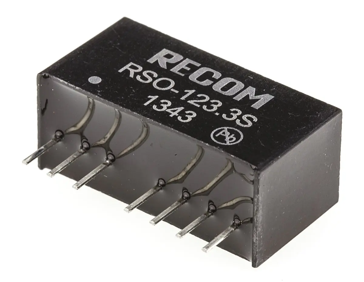 Recom RSO DC/DC-Wandler 1W 12 V dc IN, 3.3V dc OUT / 300mA Durchsteckmontage 1kV dc isoliert
