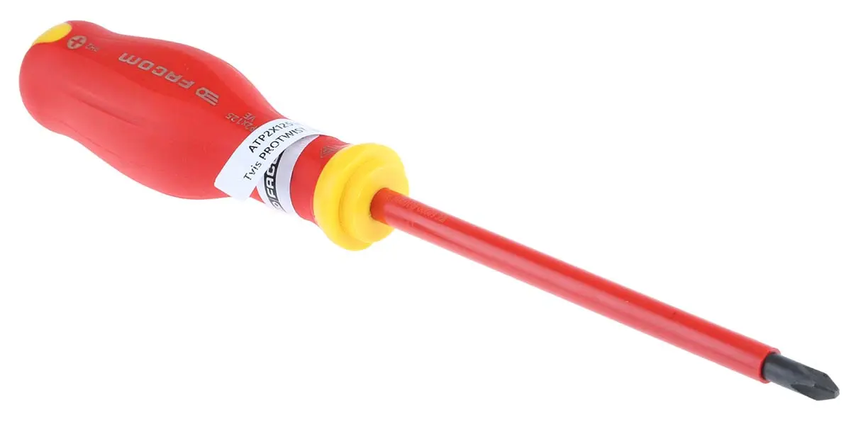 Produktfoto 1 von Facom VDE 1000V zugelassen PH2 Isoliert, Siliziumcarbid Stahl, 245 mm / Klinge 125 mm